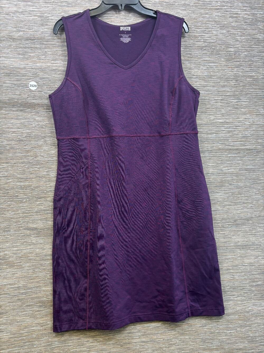 Duluth Trading NOGA Dress Womens Size L Purple Stretch Sleeveless V-Neck Casual